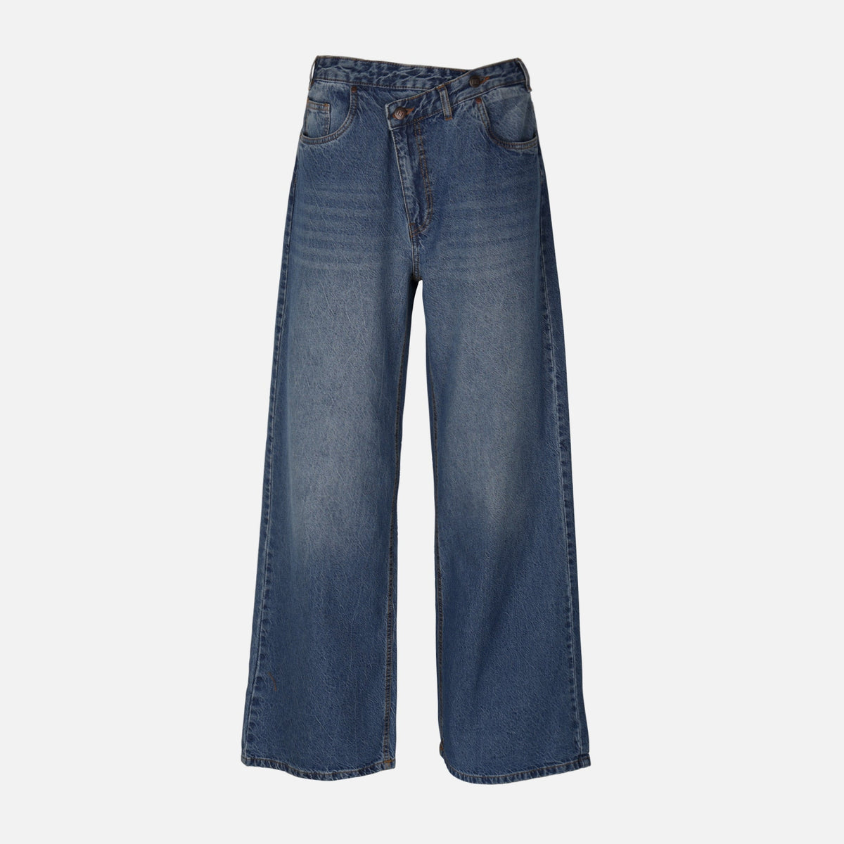 WOMEN CROSSED WAIST WIDE LEG PANT JEANS