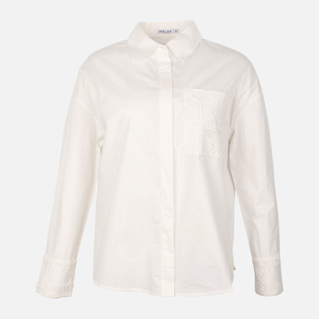 Women Oversize Lace Pocket Shirt