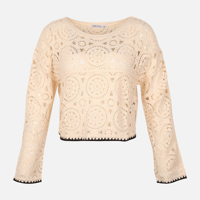 Women Crochet Long Sleeve Top
