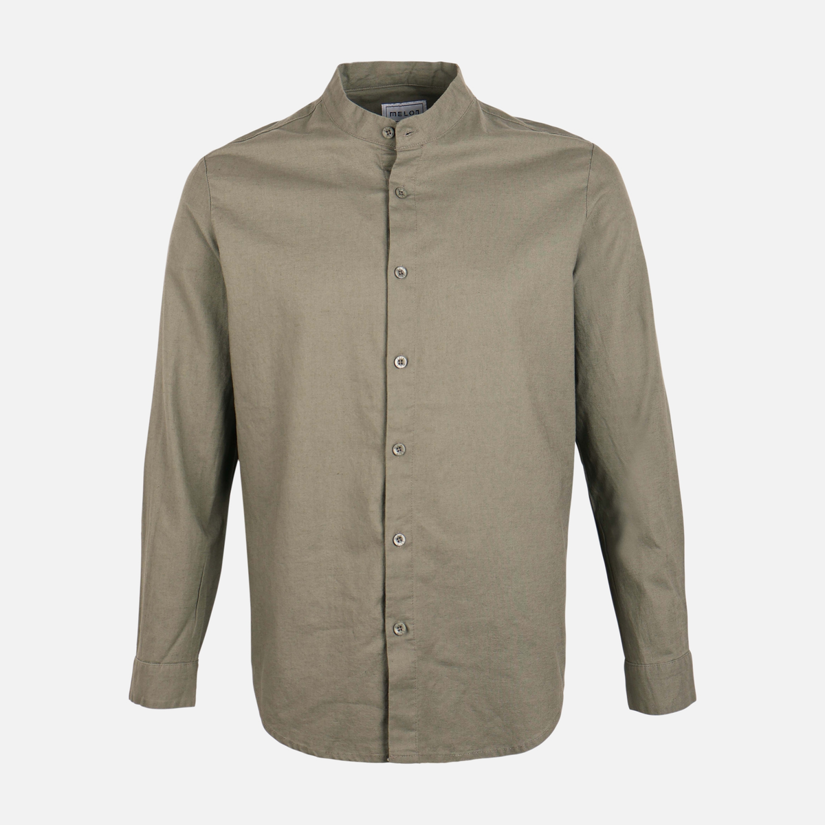 Men Linen Mandarin Collar Long Sleeve Shirt