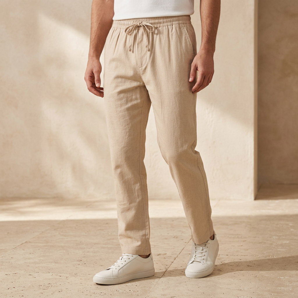Men Linen Drawstring Pants