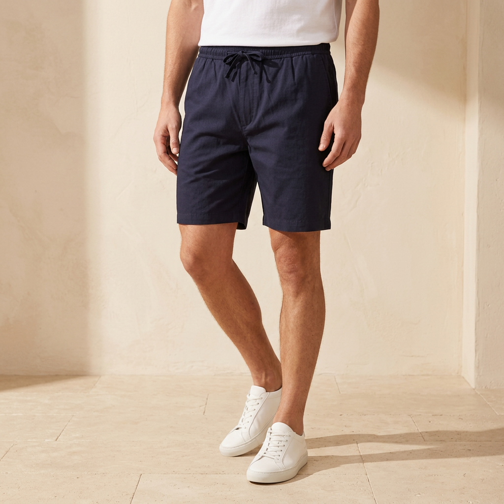 Men Linen Drawstring Shorts