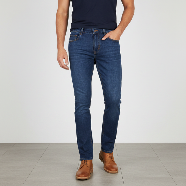 Men Denim Pants Jeans Slim Straight Fit