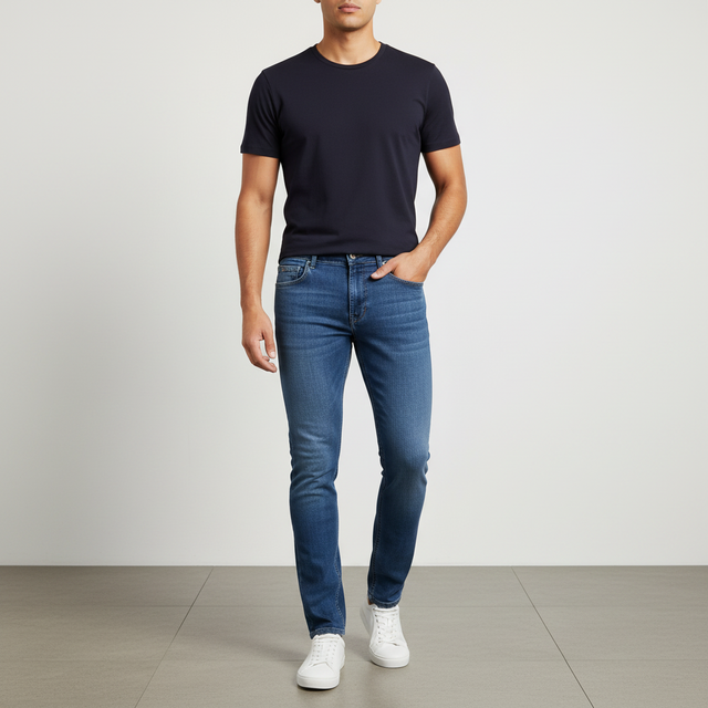 Men Denim Pants Jeans Slim Straight Fit