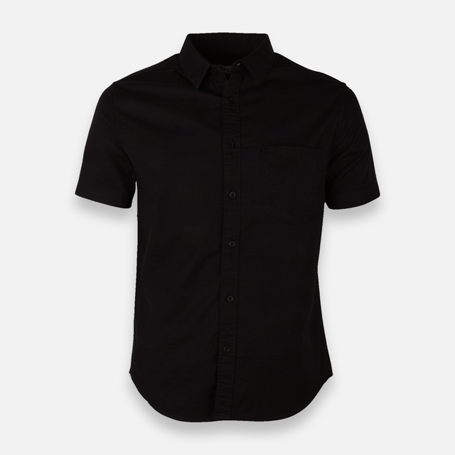 Men Basic Oxford Shirt Short Sleeve Spandex
