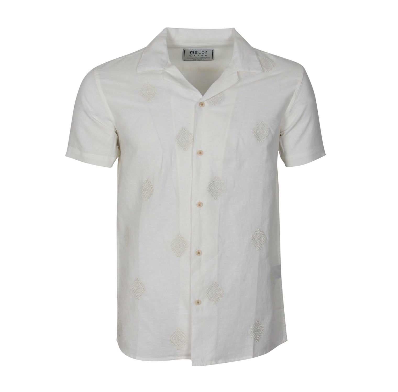Men Linen Shirt Short Sleeves Regular Fit