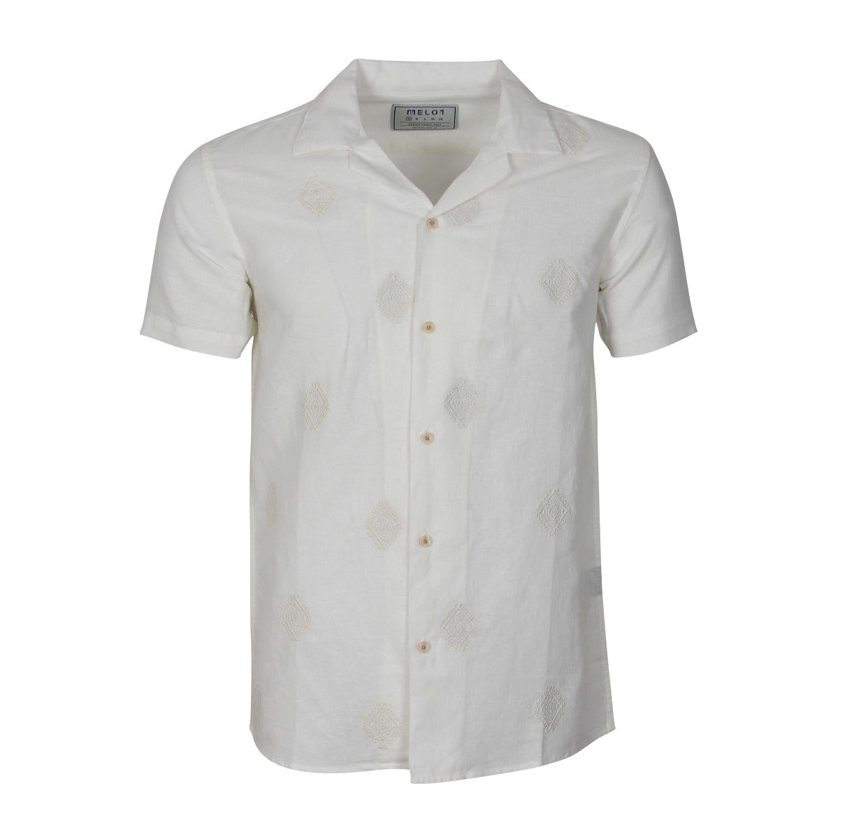Men Linen Shirt Short Sleeves Regular Fit