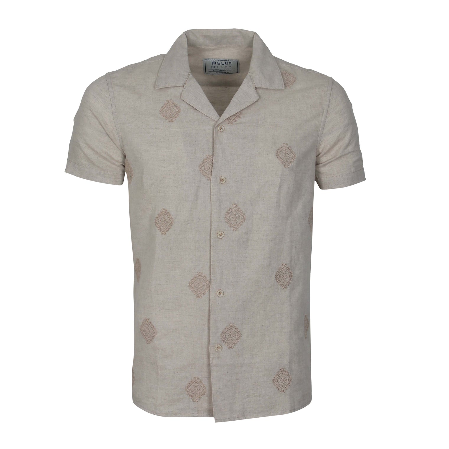 Men Linen Shirt Short Sleeves Regular Fit