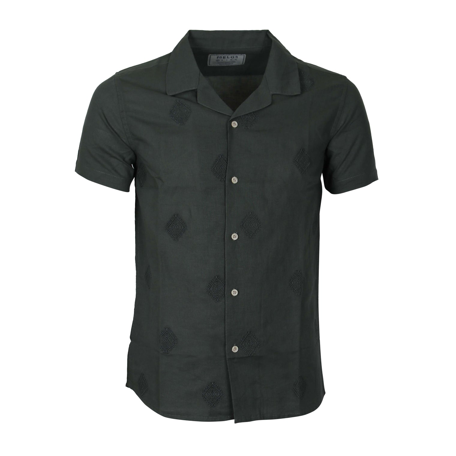 Men Linen Shirt Short Sleeves Regular Fit