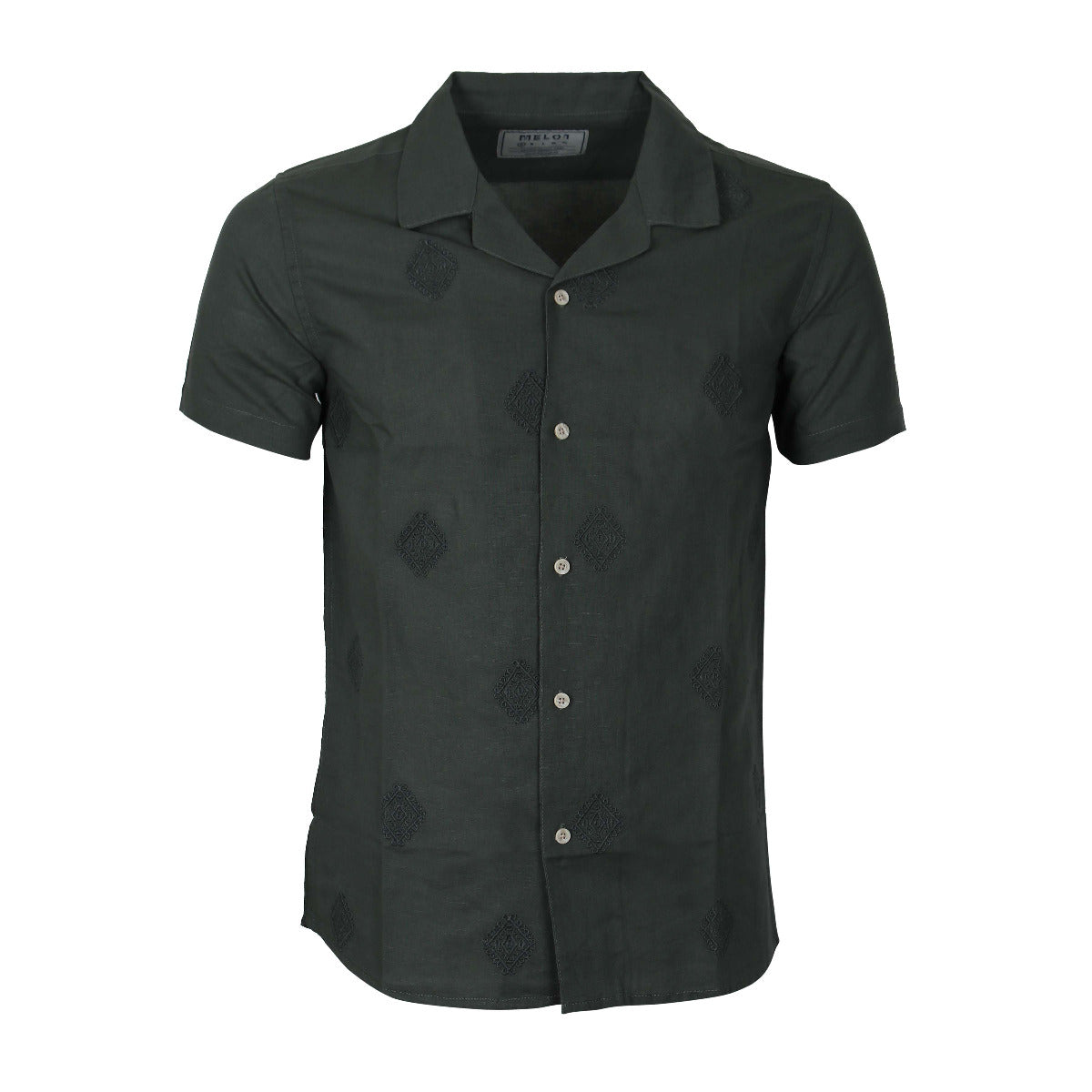 Men Linen Shirt Short Sleeves Regular Fit