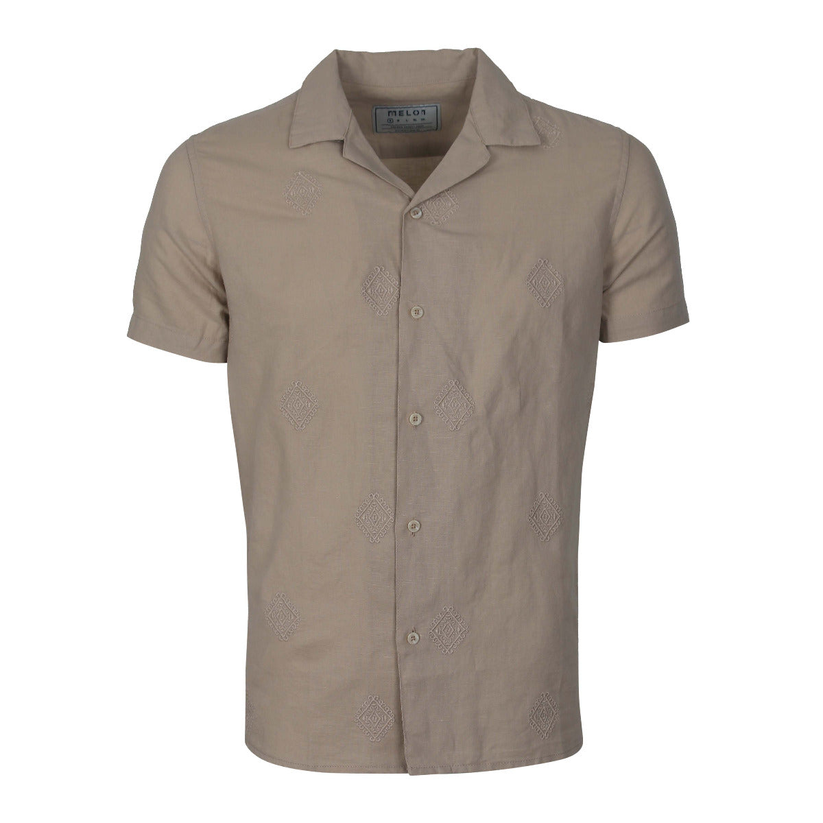 Men Linen Shirt Short Sleeves Regular Fit
