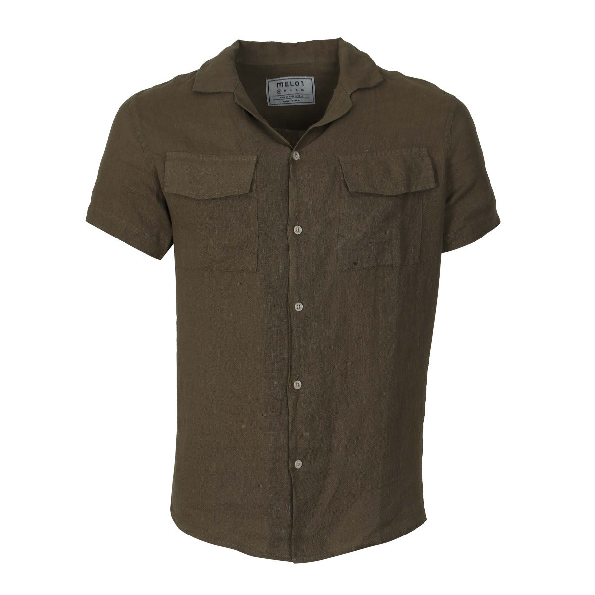 Men Linen Shirt Short Sleeves Regular Fit