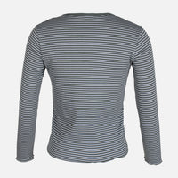 WOMEN RIB STRIPER LONG SLEEVE TEE