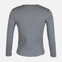 WOMEN RIB STRIPER LONG SLEEVE TEE