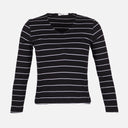 WOMEN RIBBED STRIPE T-SHIRT LONG SLEEVE 
