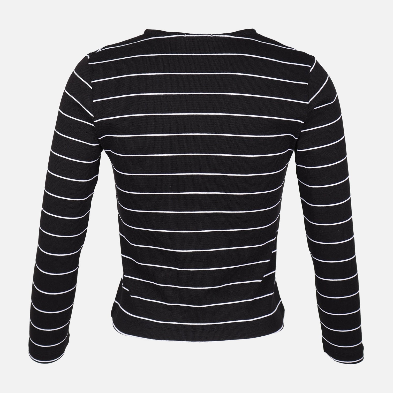 WOMEN RIBBED STRIPE T-SHIRT LONG SLEEVE 
