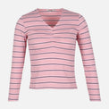 WOMEN RIBBED STRIPE T-SHIRT LONG SLEEVE 