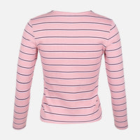 WOMEN RIBBED STRIPE T-SHIRT LONG SLEEVE 
