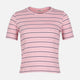 WOMEN RIBBED STRIPE T-SHIRT SHORT SLEEVE 