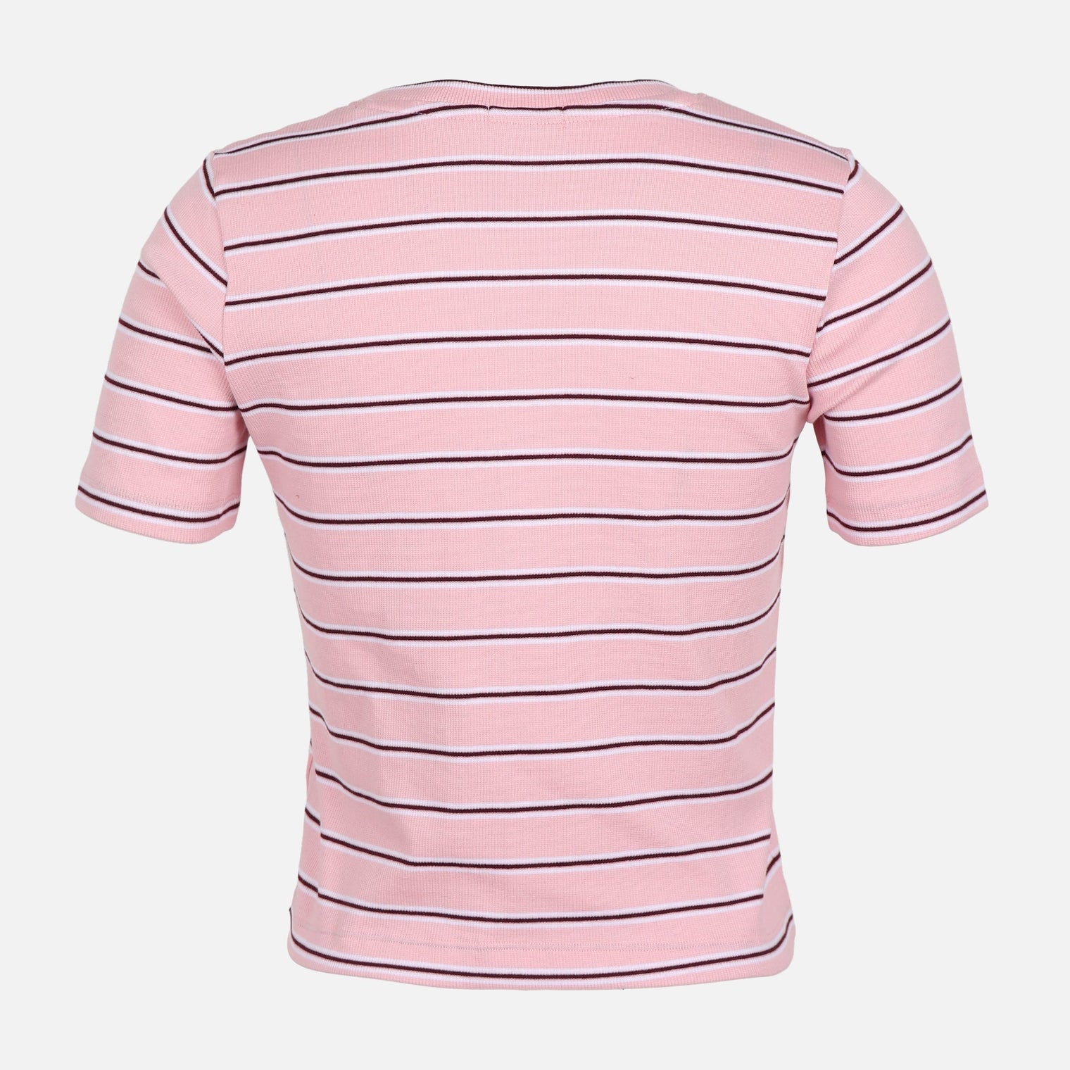 WOMEN RIBBED STRIPE T-SHIRT SHORT SLEEVE 