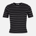 WOMEN RIBBED STRIPE T-SHIRT SHORT SLEEVE 