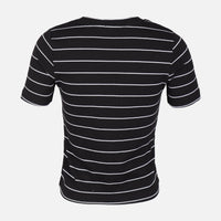 WOMEN RIBBED STRIPE T-SHIRT SHORT SLEEVE 