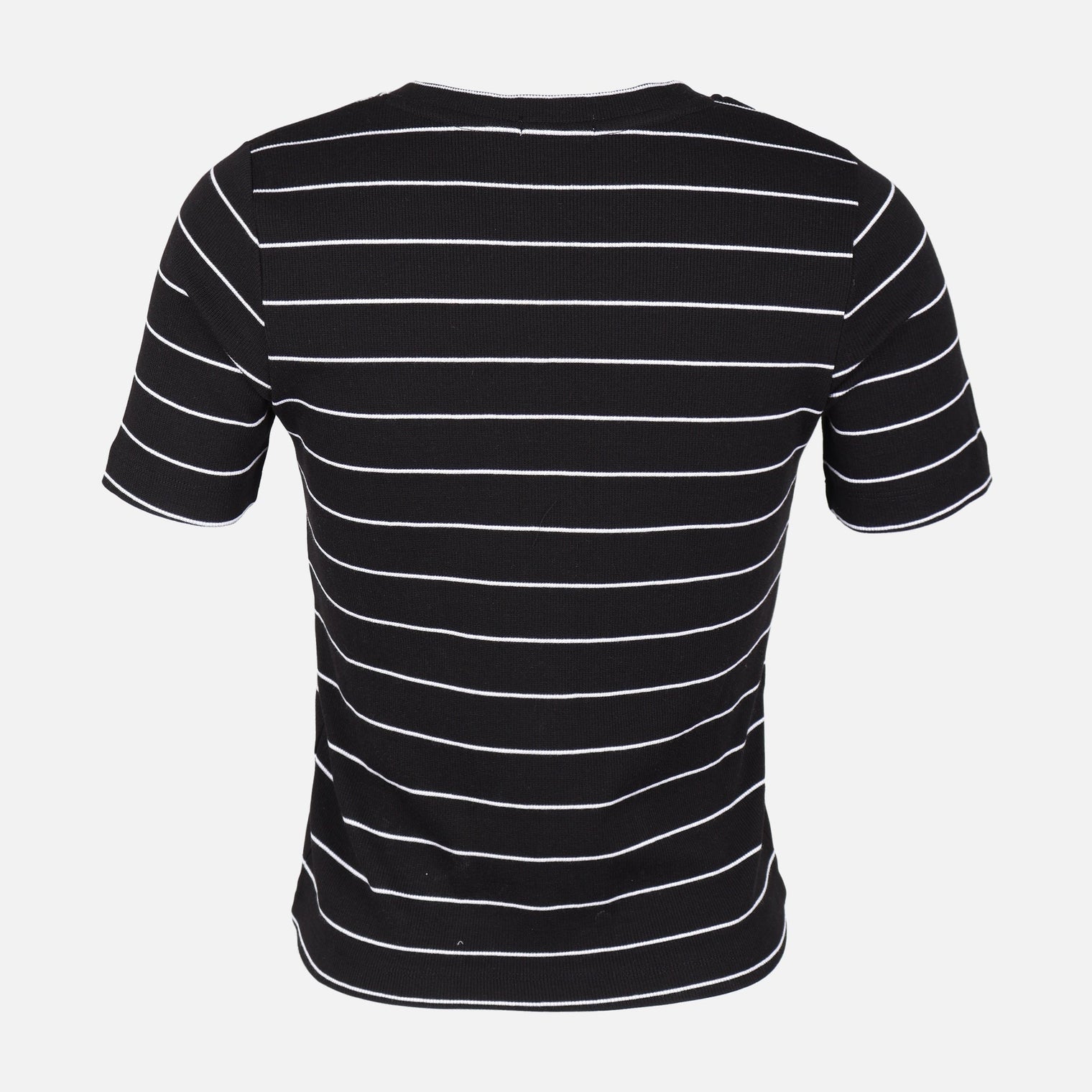 WOMEN RIBBED STRIPE T-SHIRT SHORT SLEEVE 