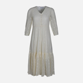 WOMEN SHORT SLEEVE LONG LACE DRESS