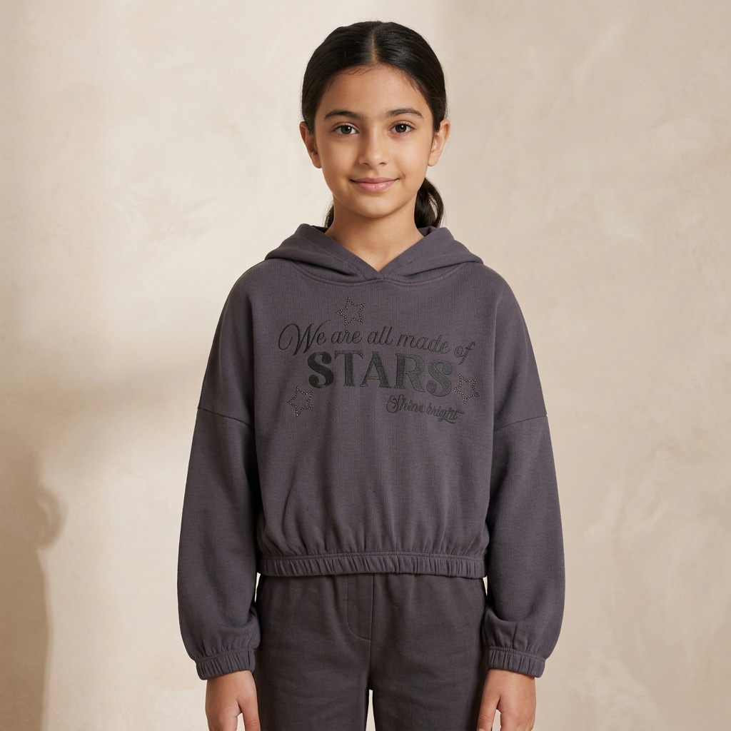 Girls Rib Cropped Hoodie