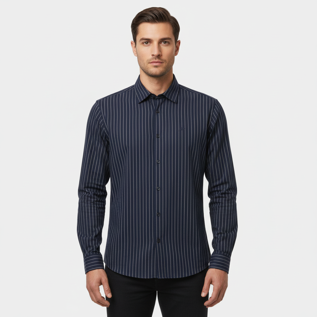 Men Long Sleeve Stripe Shirt