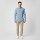 Men Long Sleeve Slub Denim Shirt With Pocket