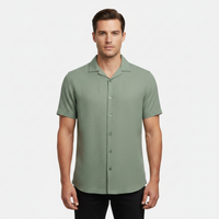 Men Short Sleeve Open Collar Seer Sucker Shirt