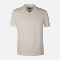 Men Short Sleeve Open Collar Textured Crinkle Shirt