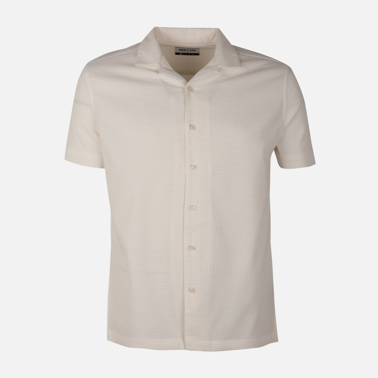 Men Short Sleeve Open Collar Textured Crinkle Shirt