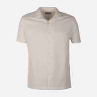 Men Short Sleeve Open Collar Textured Crinkle Shirt