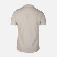 Men Short Sleeve Open Collar Textured Crinkle Shirt
