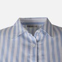 Women 3/4 Sleevr Linen Blend Shirt Stripe Dress