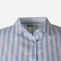 Women 3/4 Sleevr Linen Blend Shirt Stripe Dress