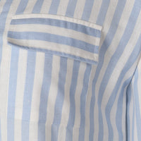 Women 3/4 Sleevr Linen Blend Shirt Stripe Dress