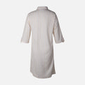 Women 3/4 Sleevr Linen Blend Shirt Stripe Dress