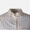 Women 3/4 Sleevr Linen Blend Shirt Stripe Dress