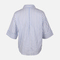 Women Long Sleeve Linen Blend Stripes Shirt