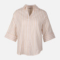 Women Long Sleeve Linen Blend Stripes Shirt