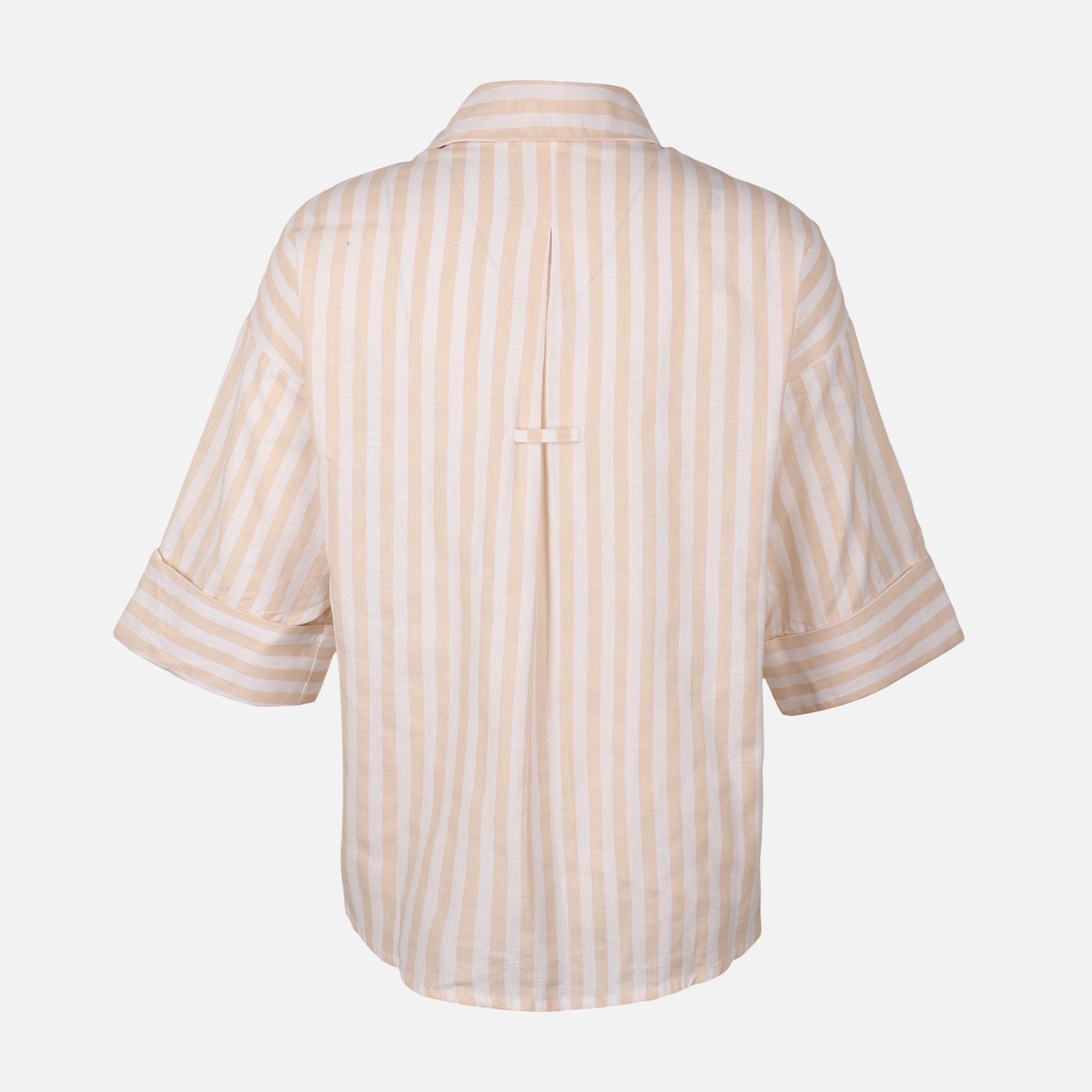 Women Long Sleeve Linen Blend Stripes Shirt