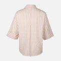 Women Long Sleeve Linen Blend Stripes Shirt