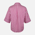 Women Long Sleeve Linen Blend Stripes Shirt