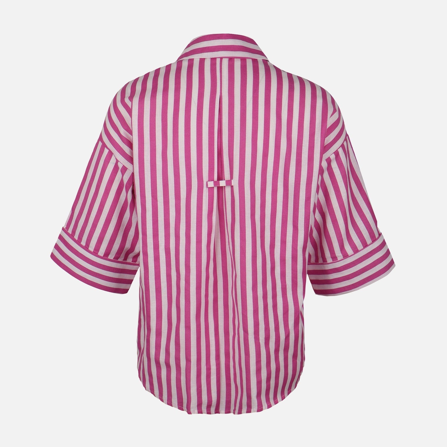 Women Long Sleeve Linen Blend Stripes Shirt