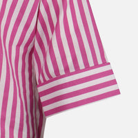 Women Long Sleeve Linen Blend Stripes Shirt
