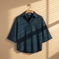 Women Long Sleeve Linen Blend Solid Shirt
