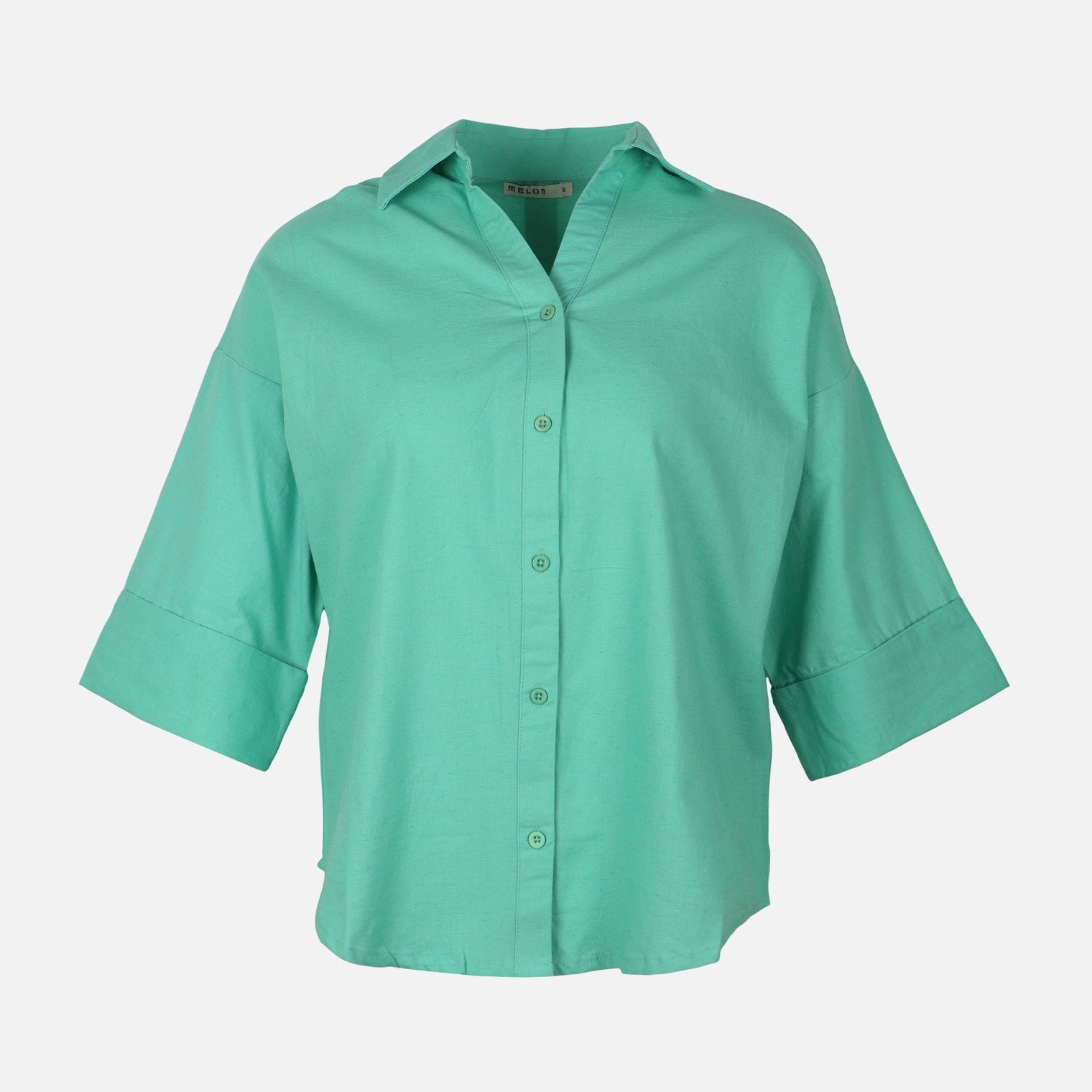 Women Long Sleeve Linen Blend Solid Shirt